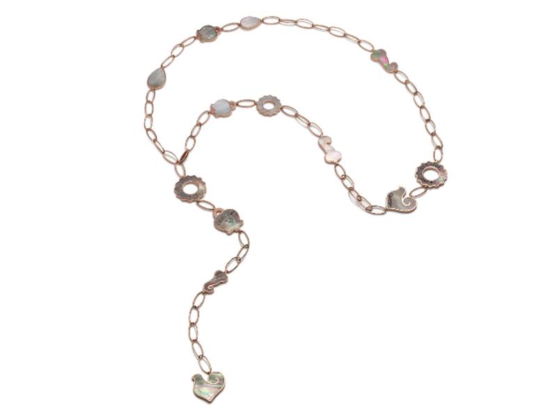 COLLANA IN ORO ROSA, DIAMANTI E MADREPERLA GRIGIA ANIMA CHANTECLER 35156